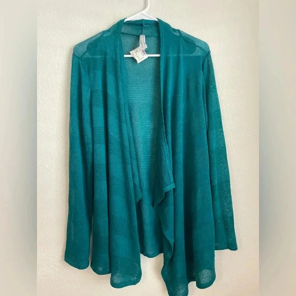 American Retro women’s teal long sleeve layered cardigan size L - Picture 1 of 5